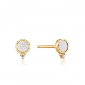 Hidden Gem Shiny Gold Mother Of Pearl Stud Earrings E022-01G Ania Haie Jewellery