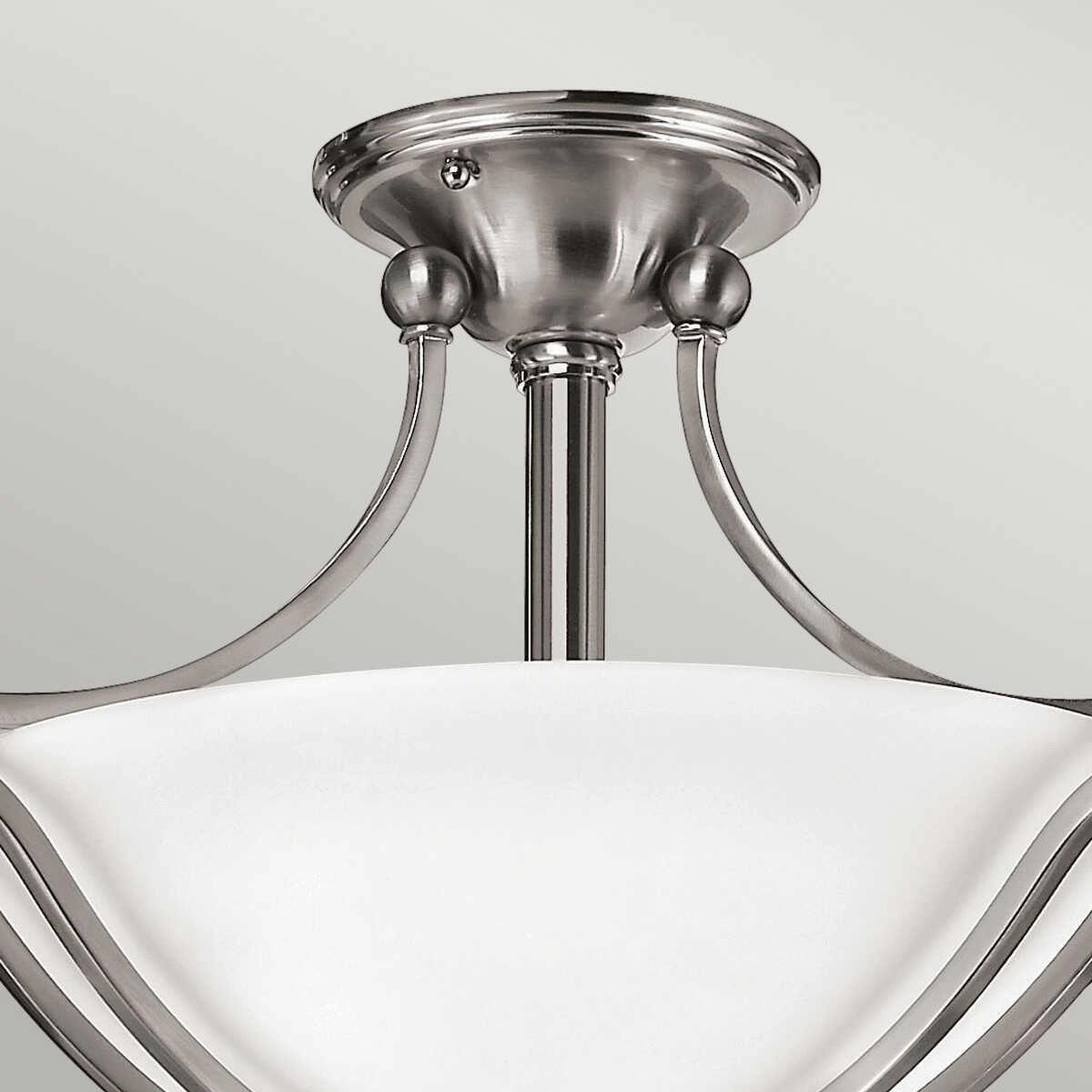Hinkley Bolla Nickel Art Deco Semi Flush Ceiling Light