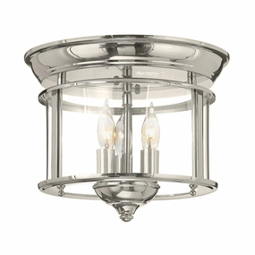 Hinkley Gentry 3 Light Flush Polished Nickel Ceiling Light simple ceiling design light