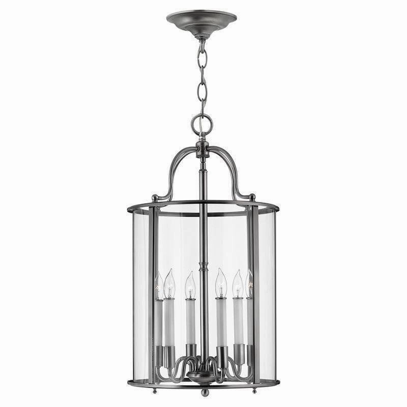 Hinkley Gentry Pewter Large Ceiling Lantern - 6 Light modern ceiling lamp