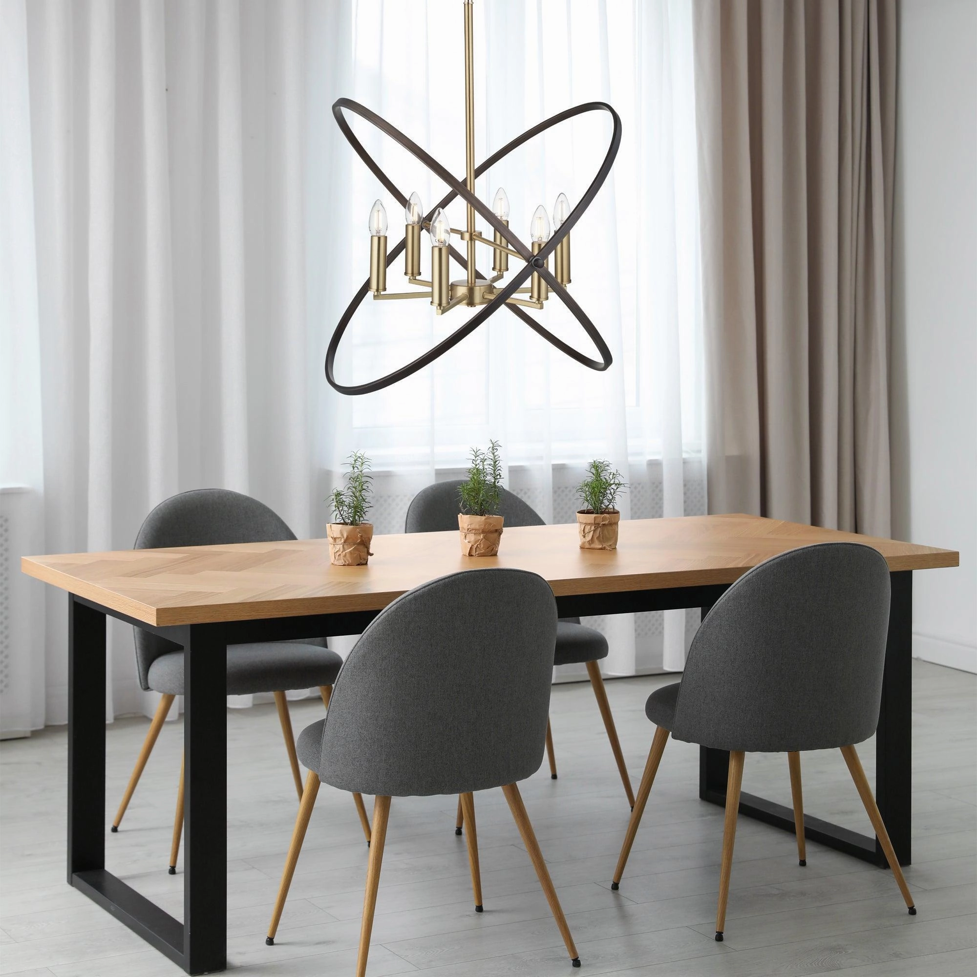 Hoopla 6 Light Bronze Pendant Ceiling Light Searchlight
