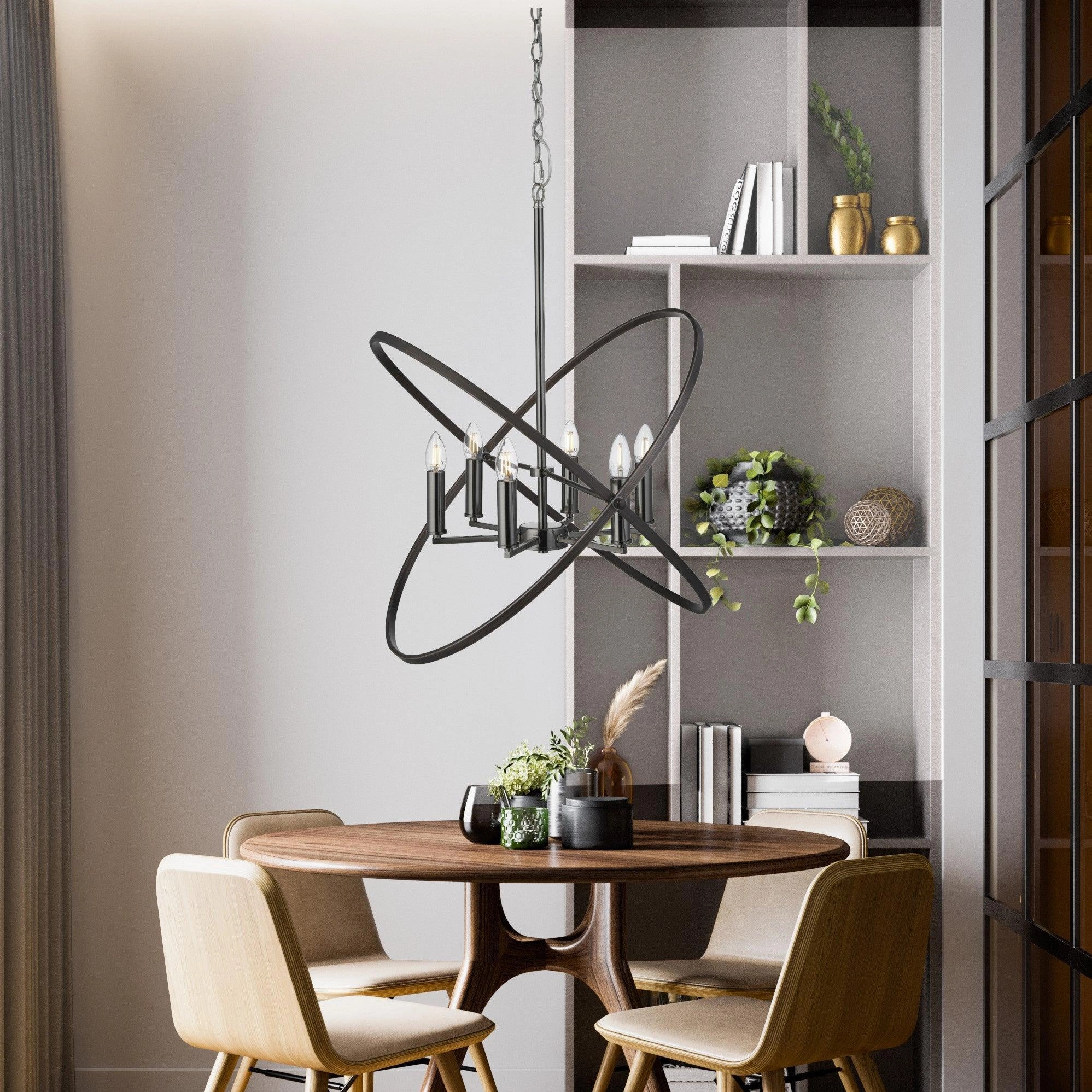 Hoopla 6 Light Pewter Pendant Ceiling Light Searchlight