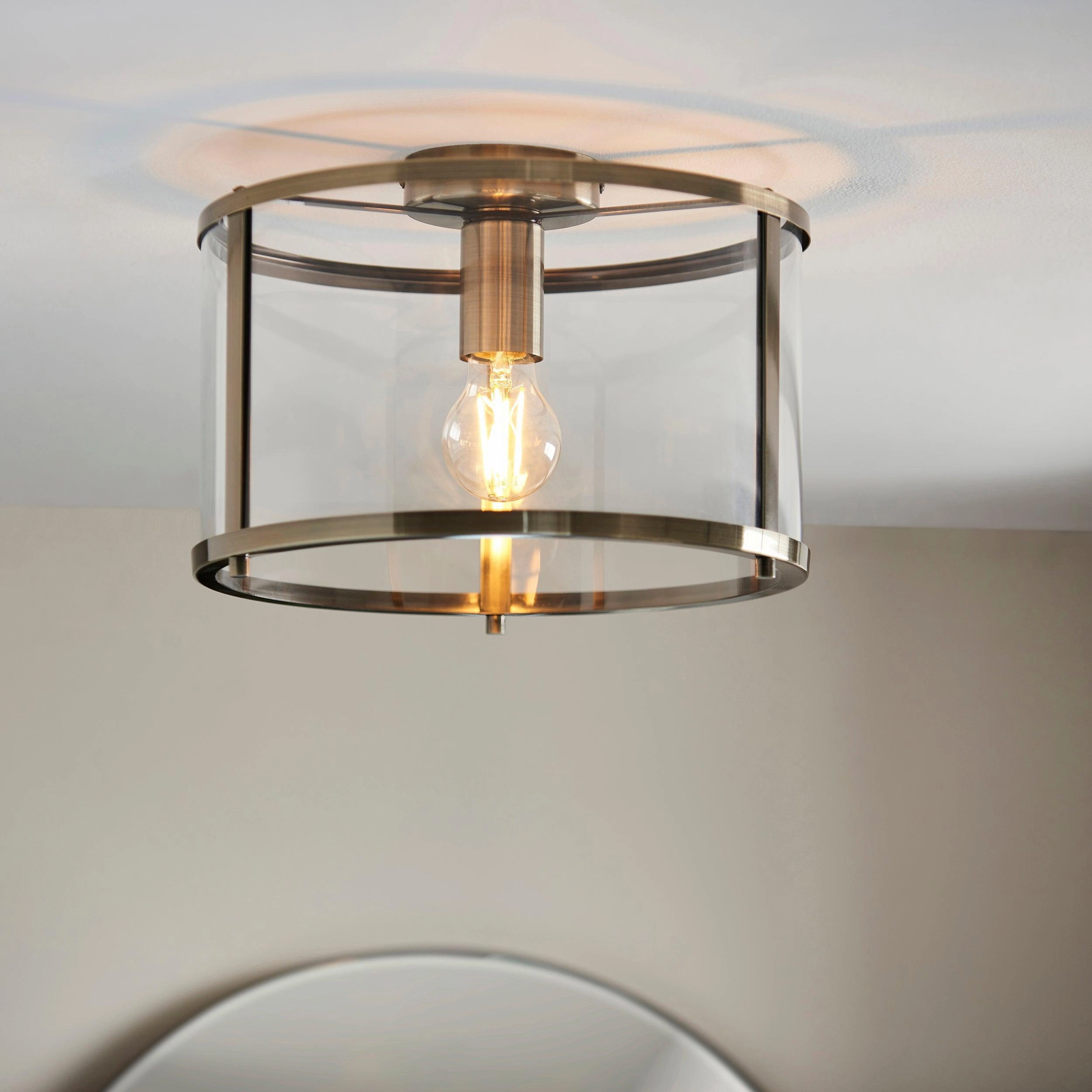 Hopton Brass & Glass Ceiling Flush simple ceiling design light