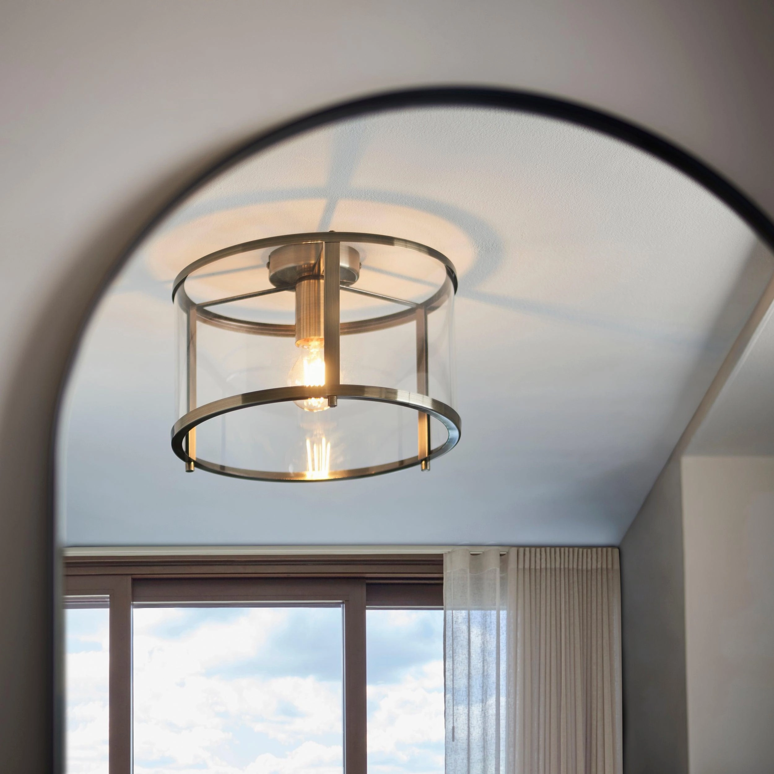 Hopton Brass & Glass Ceiling Flush