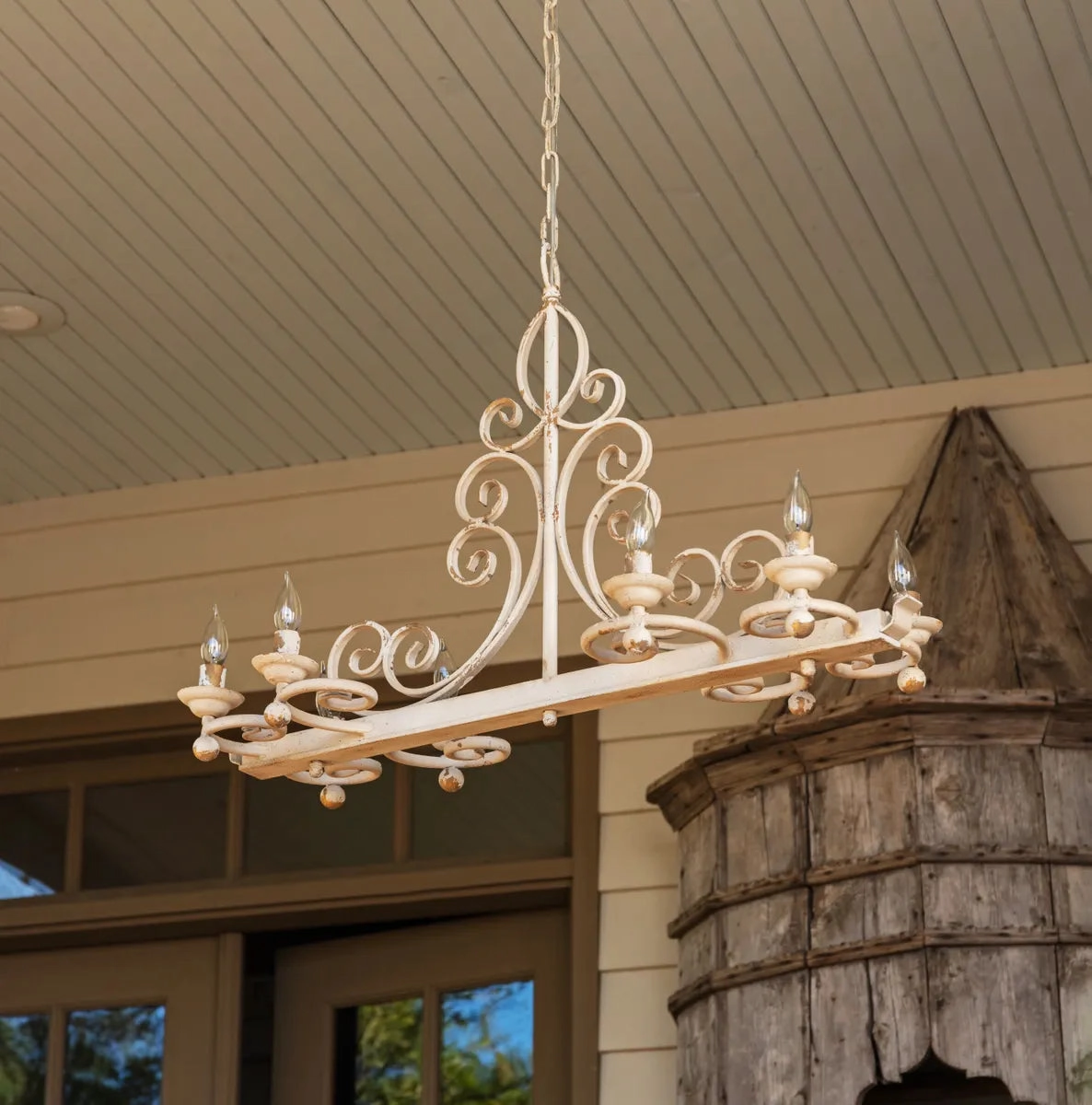 Horizontal Iron Filigree Chandelier rechargeable bedside light
