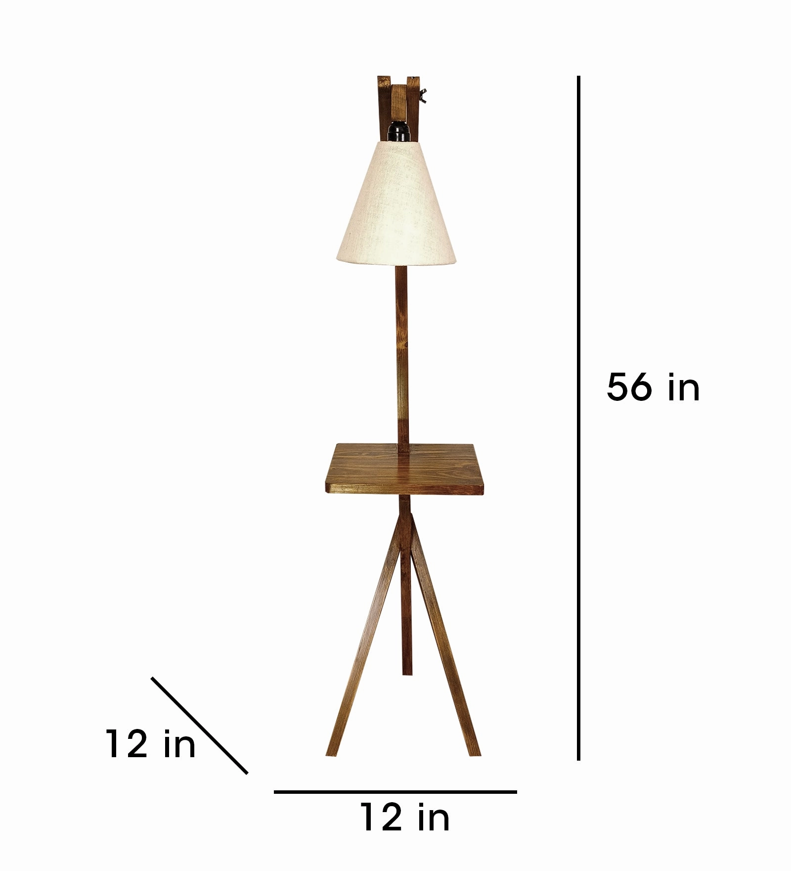 Hubert Wooden Floor Lamp with Brown Base and Jute Fabric Lampshade (BULB NOT INCLUDED)