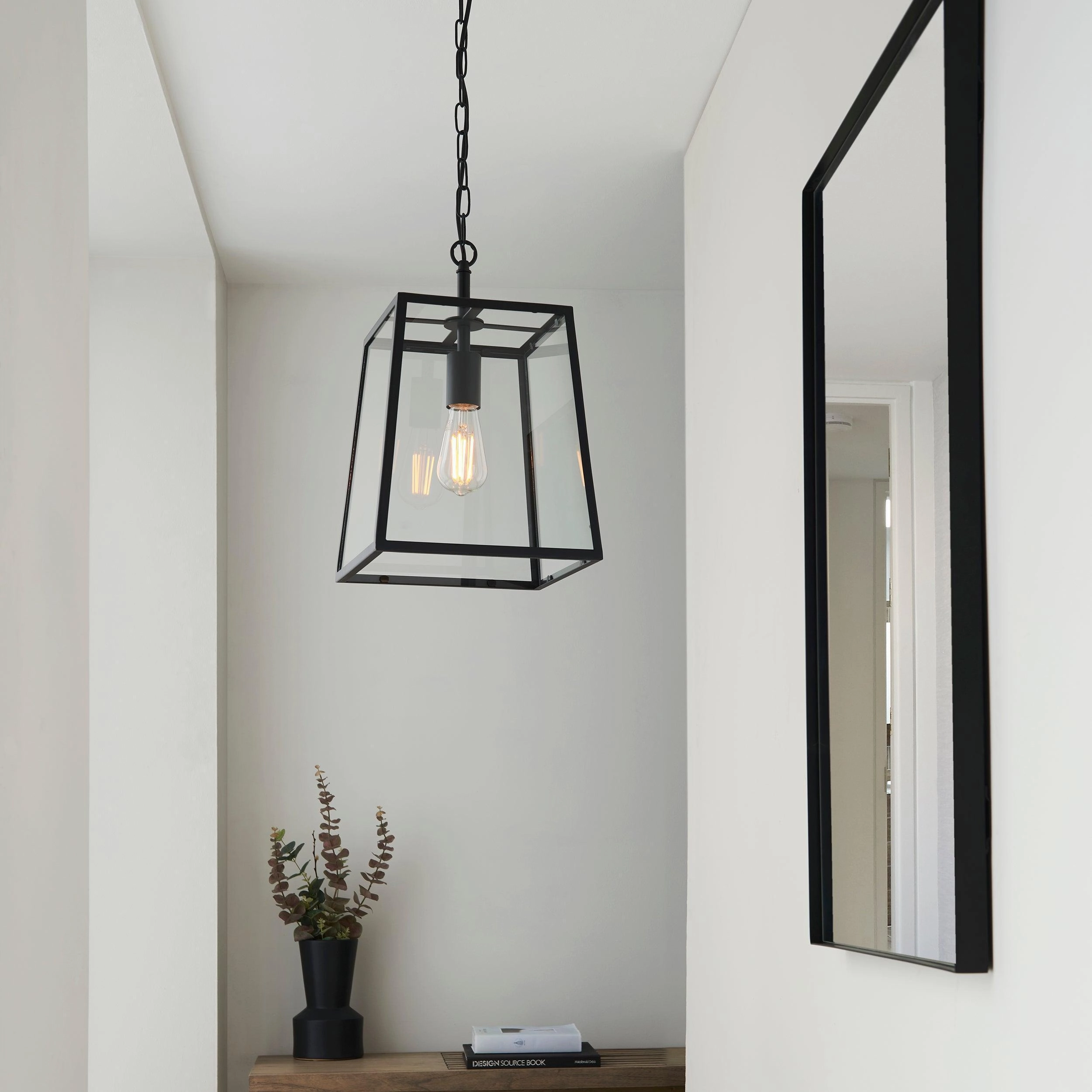 Hurst 1 Light Black Framed Clear Glass Ceiling Pendant