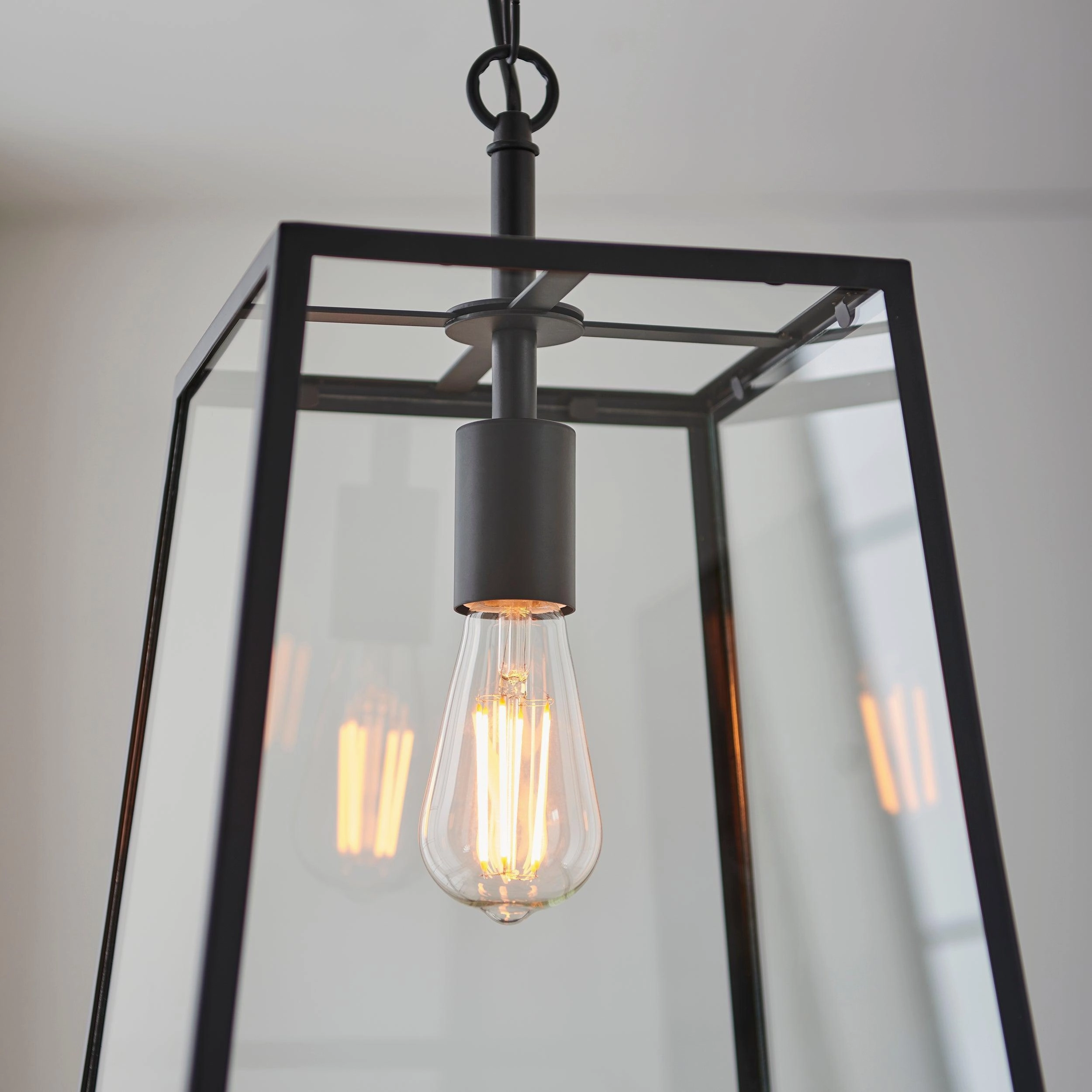 Hurst 1 Light Black Framed Clear Glass Ceiling Pendant