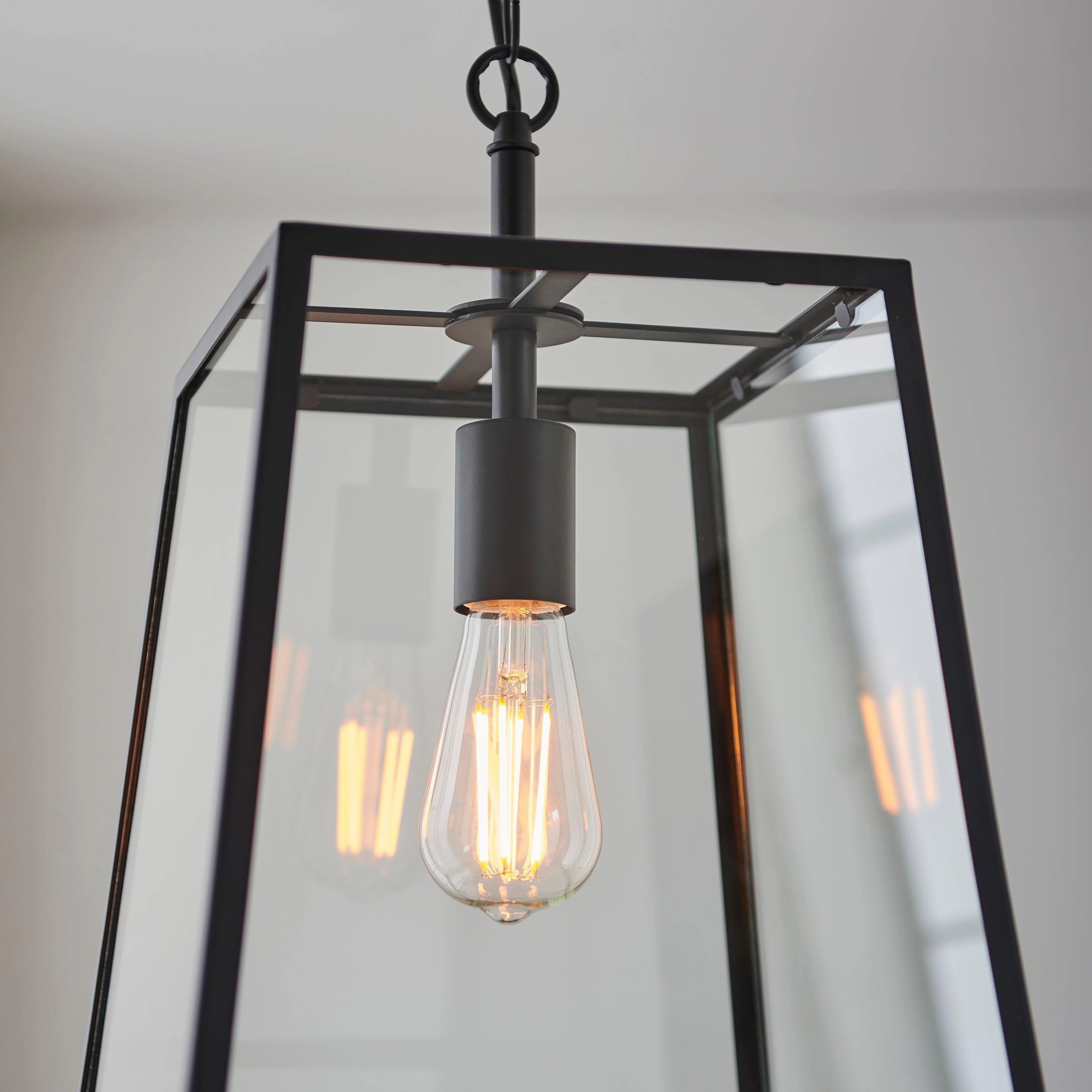 Hurst 1 Light Black Framed Clear Glass Ceiling Pendant