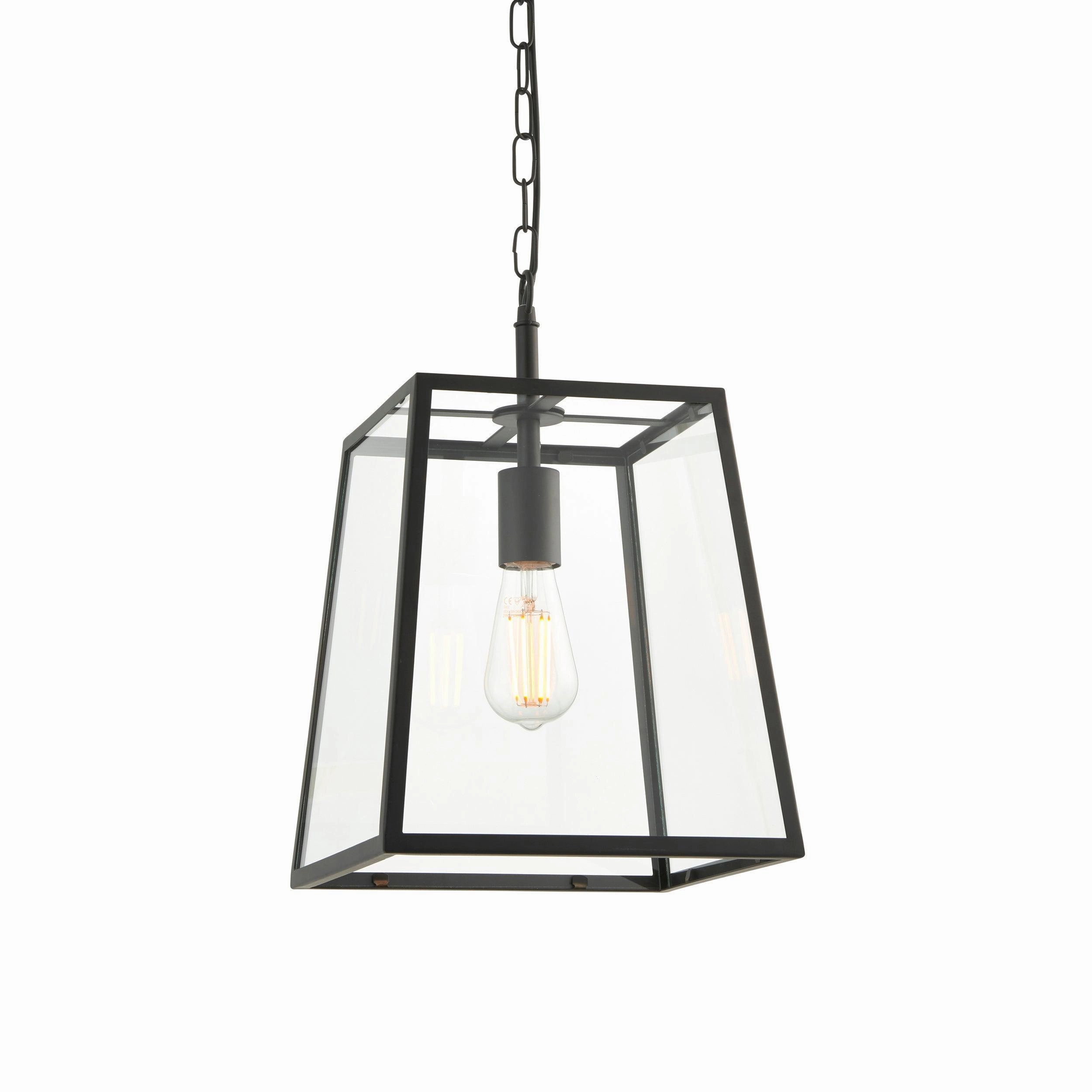 Hurst 1 Light Black Framed Clear Glass Ceiling Pendant