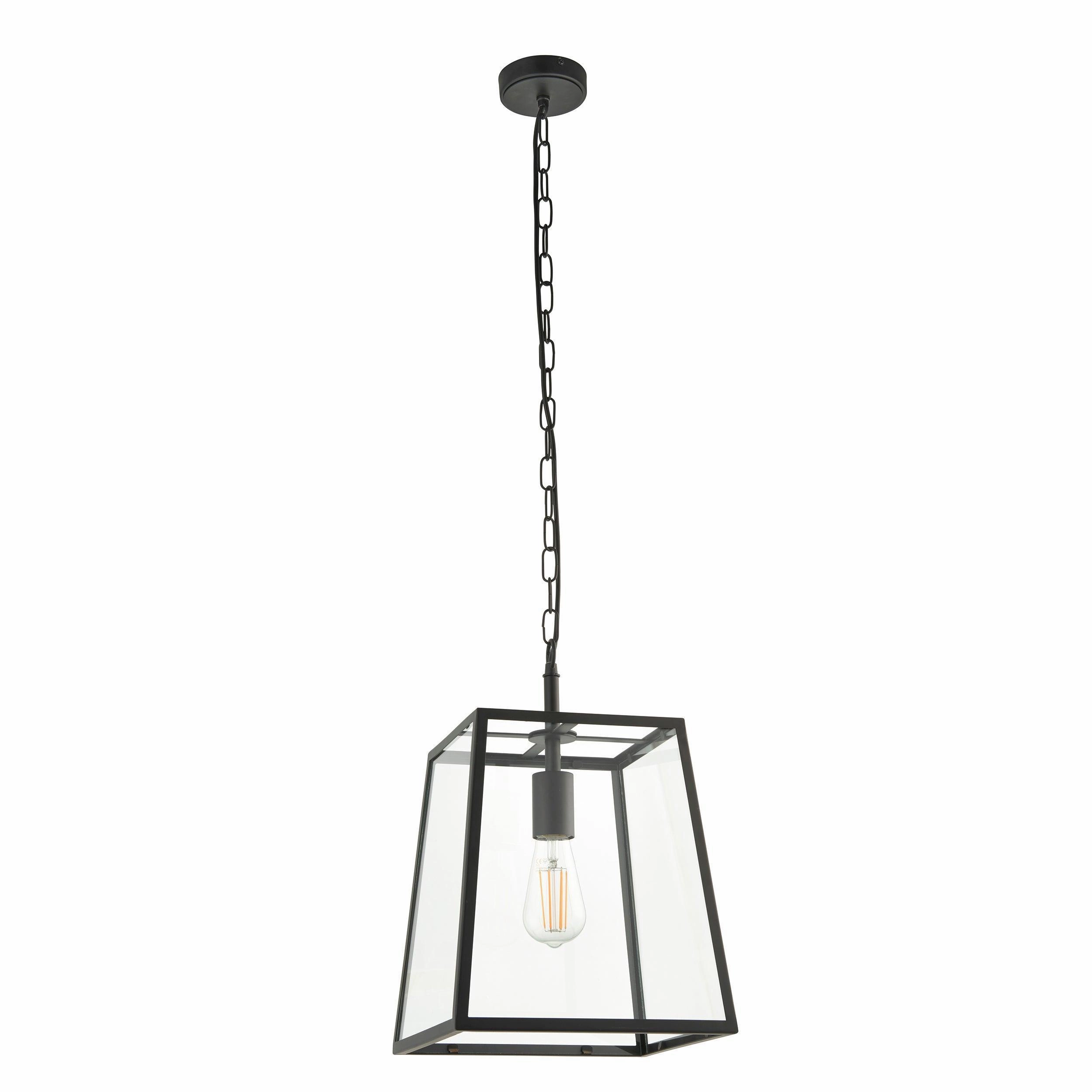 Hurst 1 Light Black Framed Clear Glass Ceiling Pendant