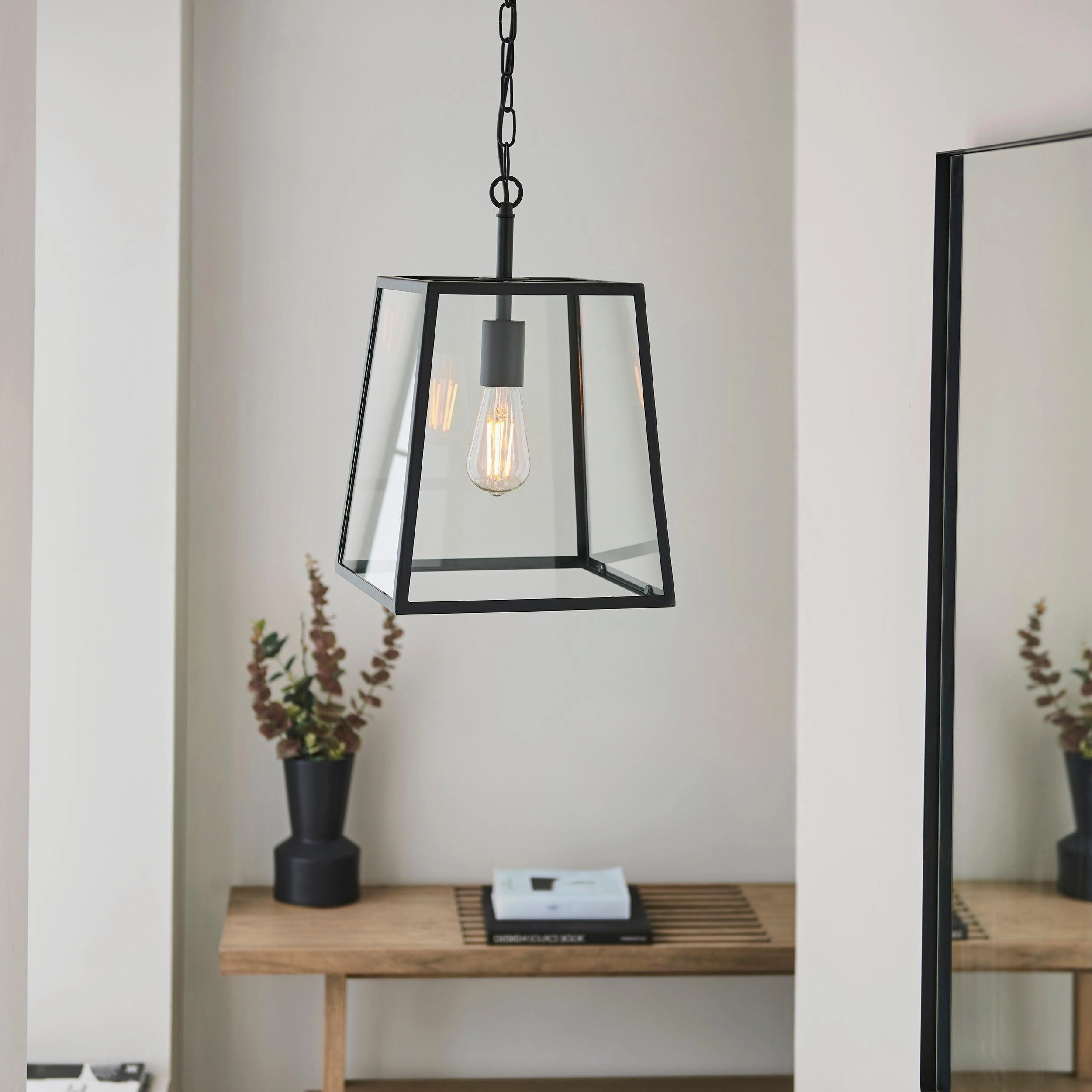 Hurst 1 Light Black Framed Clear Glass Ceiling Pendant