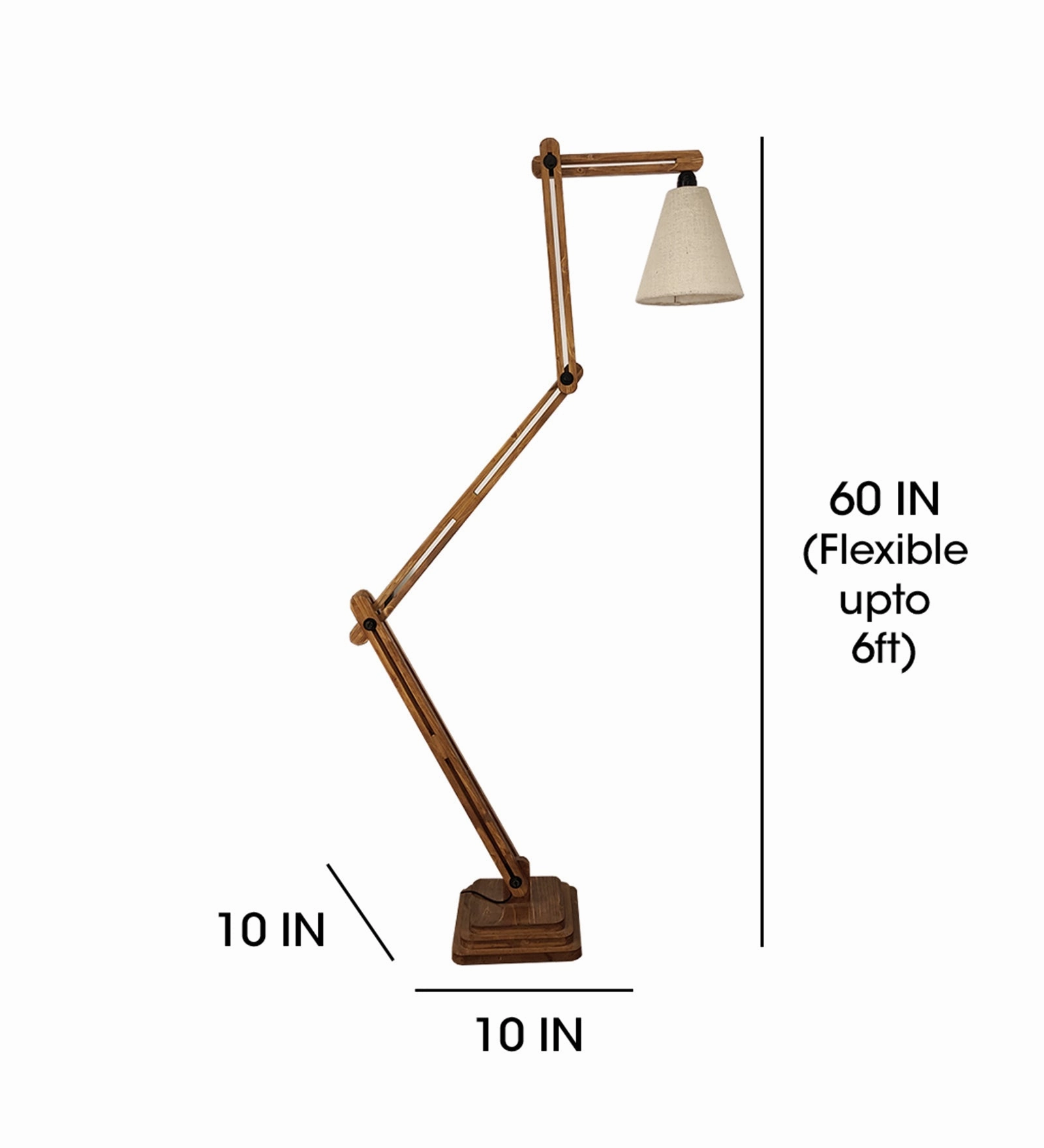 Hydra Wooden Floor Lamp with Brown Base and Jute Fabric Lampshade (BULB NOT INCLUDED)