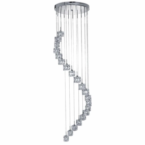 Ice Cube 20 Light LED 3M Multi-Drop Chrome & Glass Pendant minimalist ceiling light