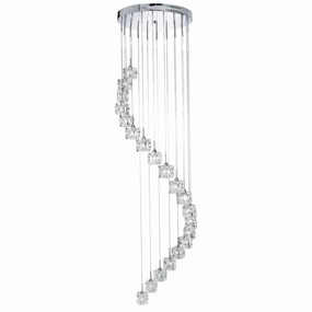 Ice Cube 20 Light LED Multi-Drop Chrome & Glass Pendant minimalist ceiling light