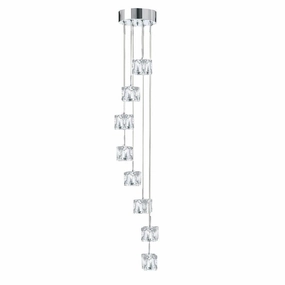 Ice Cube 8 Light LED Multi-Drop Chrome & Glass Pendant minimalist ceiling light
