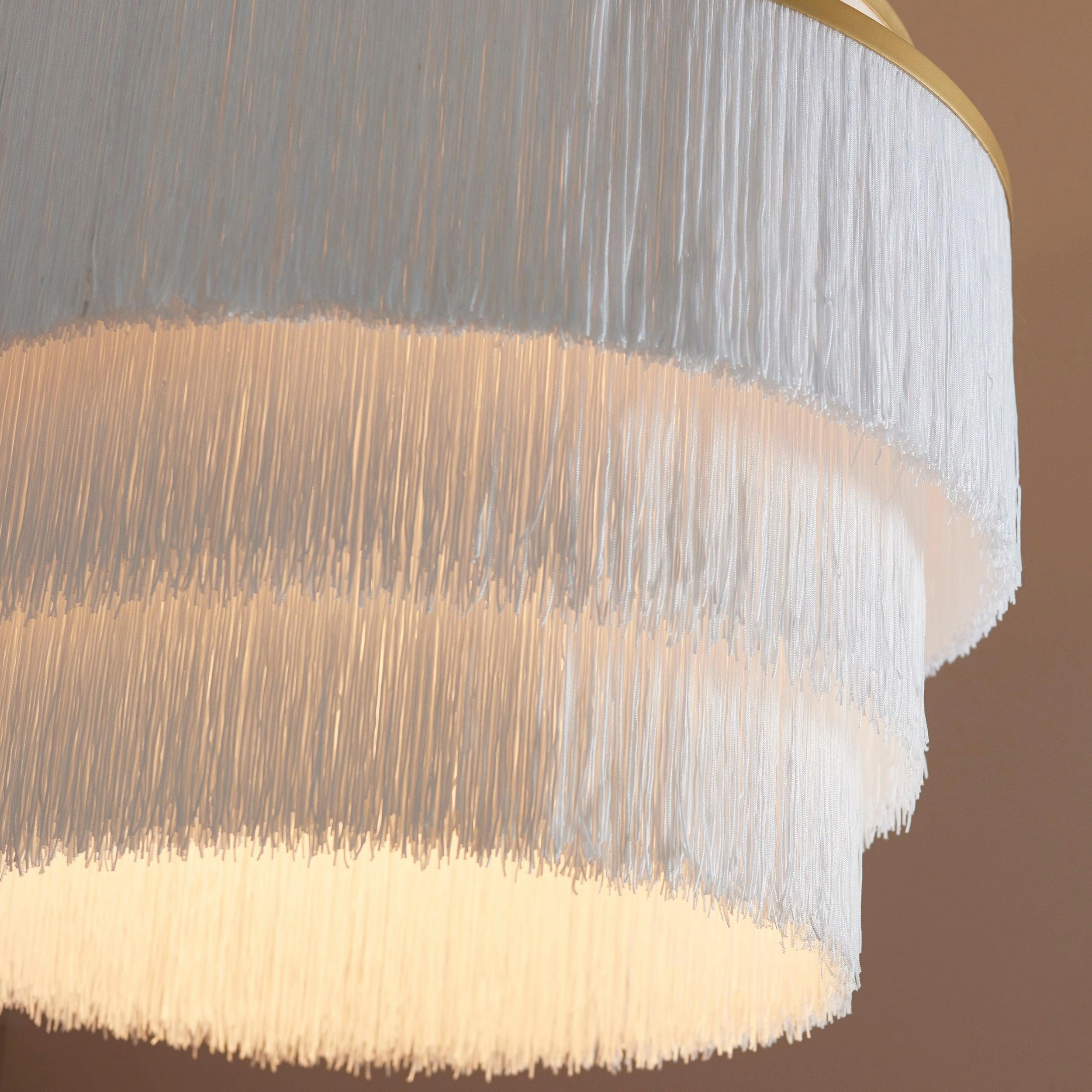 Illinois Large Gold & White Tassels Art Deco Ceiling Pendant