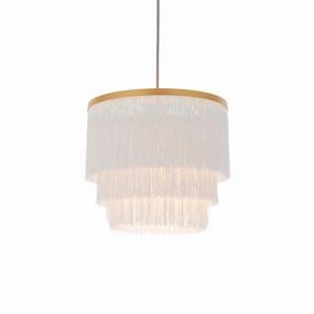 Illinois Large Gold Art Deco White Fringe Pendant minimalist ceiling light
