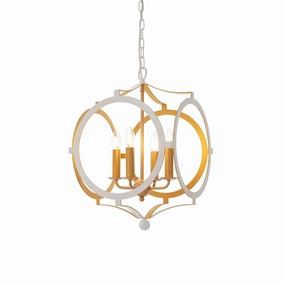 Indira 4 Light White & Gold Circular Frame Ceiling Pendant modern ceiling lamp