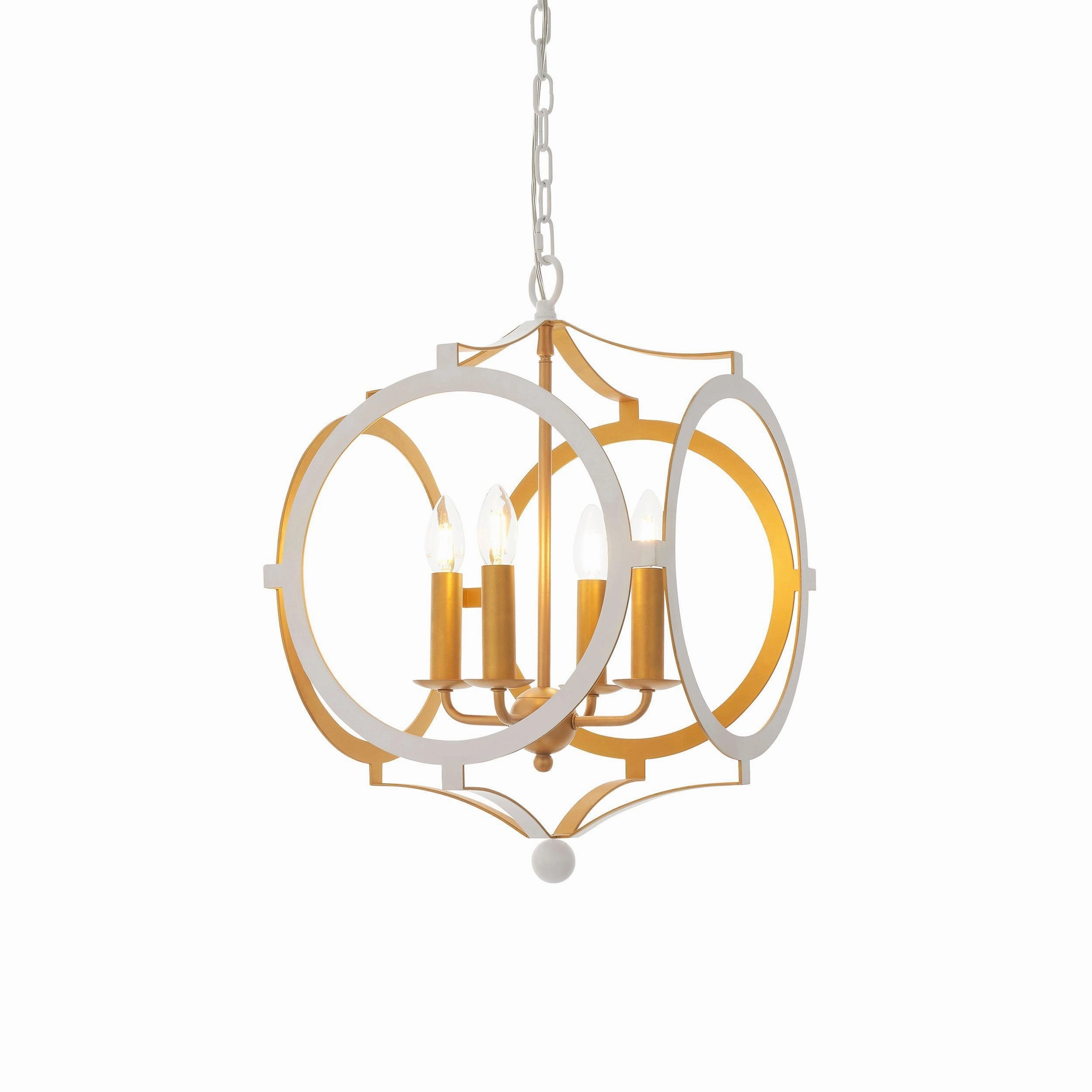 Indira 4 Light White & Gold Circular Frame Ceiling Pendant modern ceiling lamp