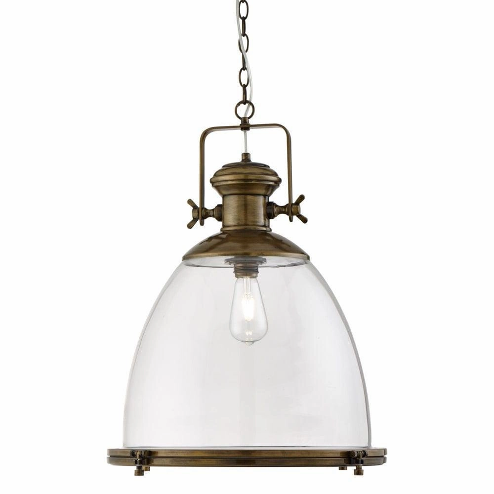 Industrial Large Brass & Clear Glass Ceiling Pendant modern ceiling lamp