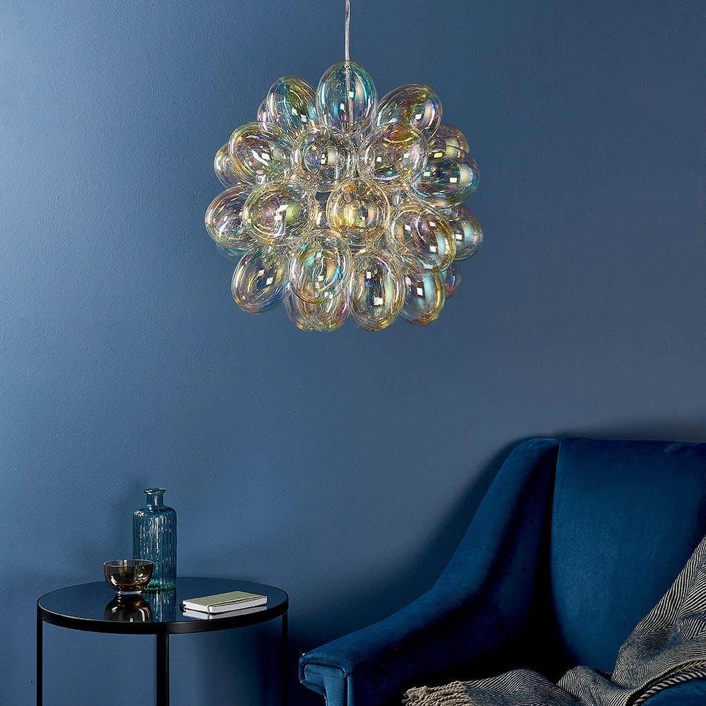 Infinity 1 Light Pendant - Chrome & Iridescent Glass Shades