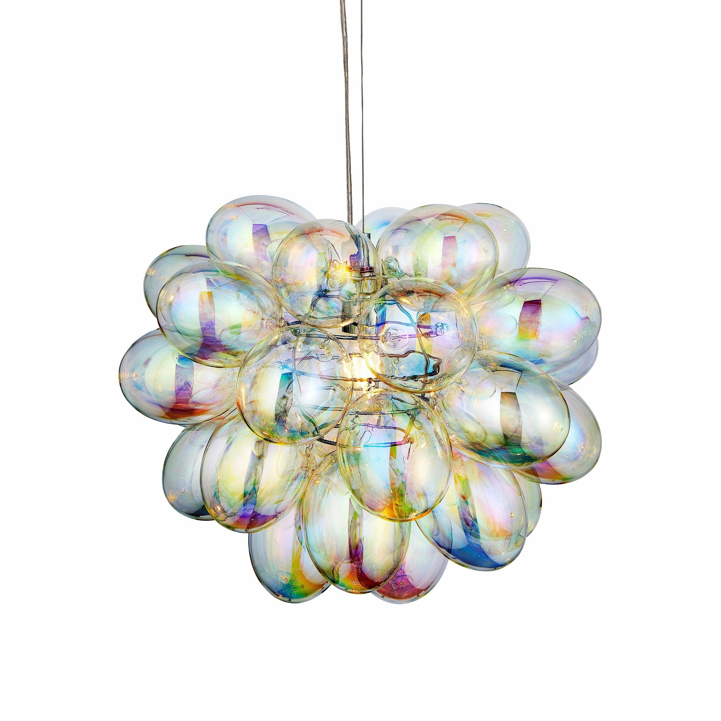 Infinity 1 Light Pendant - Chrome & Iridescent Glass Shades minimalist ceiling light
