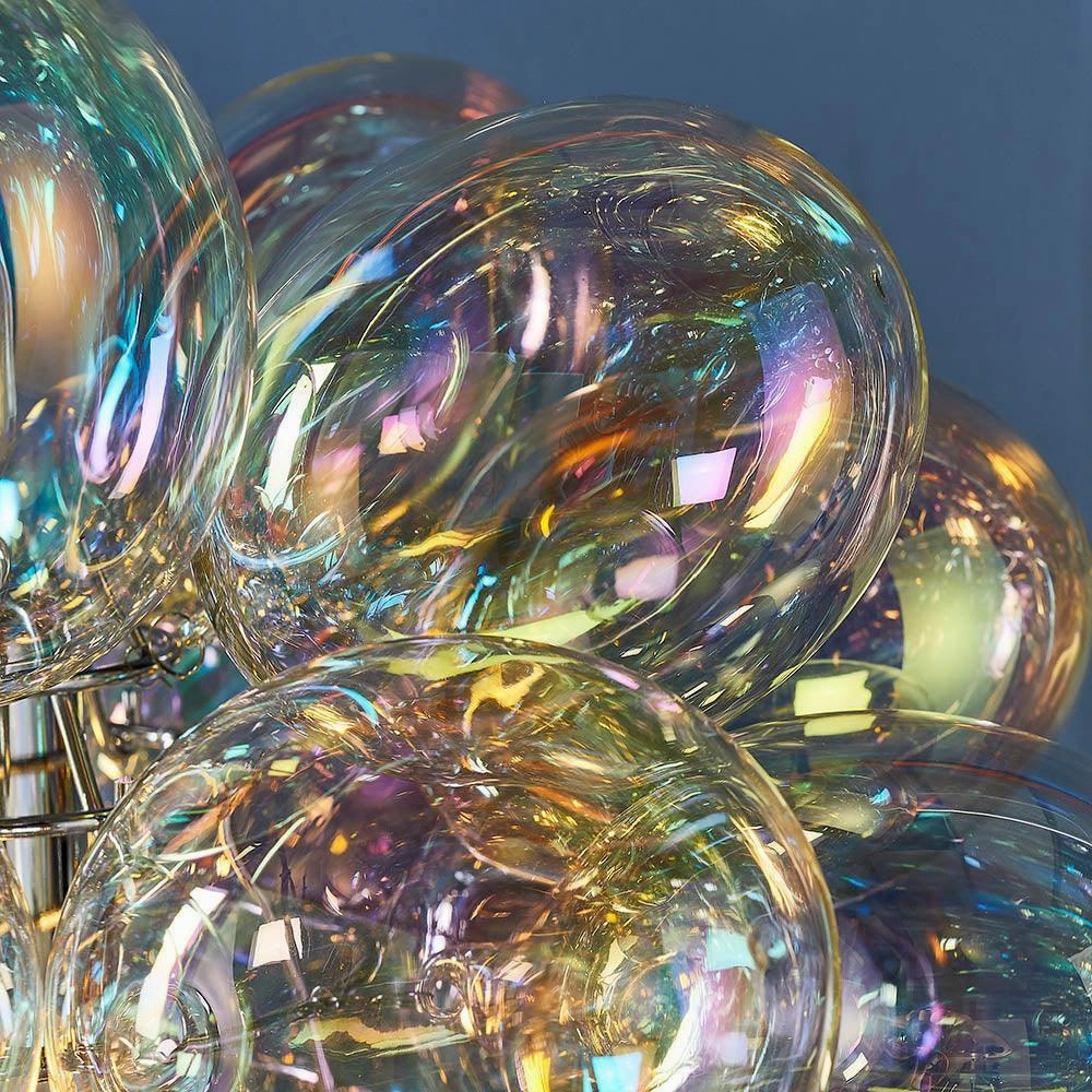 Infinity 1 Light Pendant - Chrome & Iridescent Glass Shades