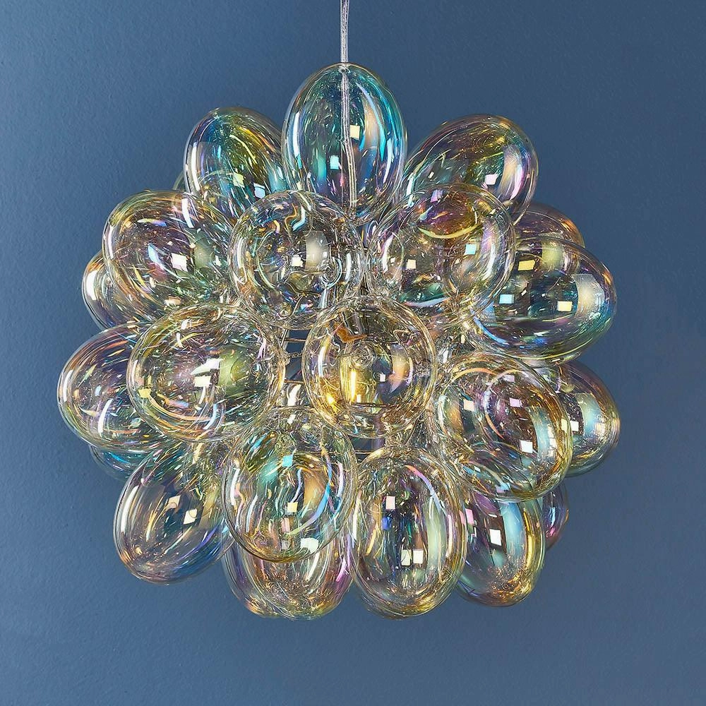 Infinity 1 Light Pendant - Chrome & Iridescent Glass Shades
