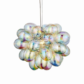 Infinity 1 Light Pendant - Chrome & Iridescent Glass Shades minimalist ceiling light