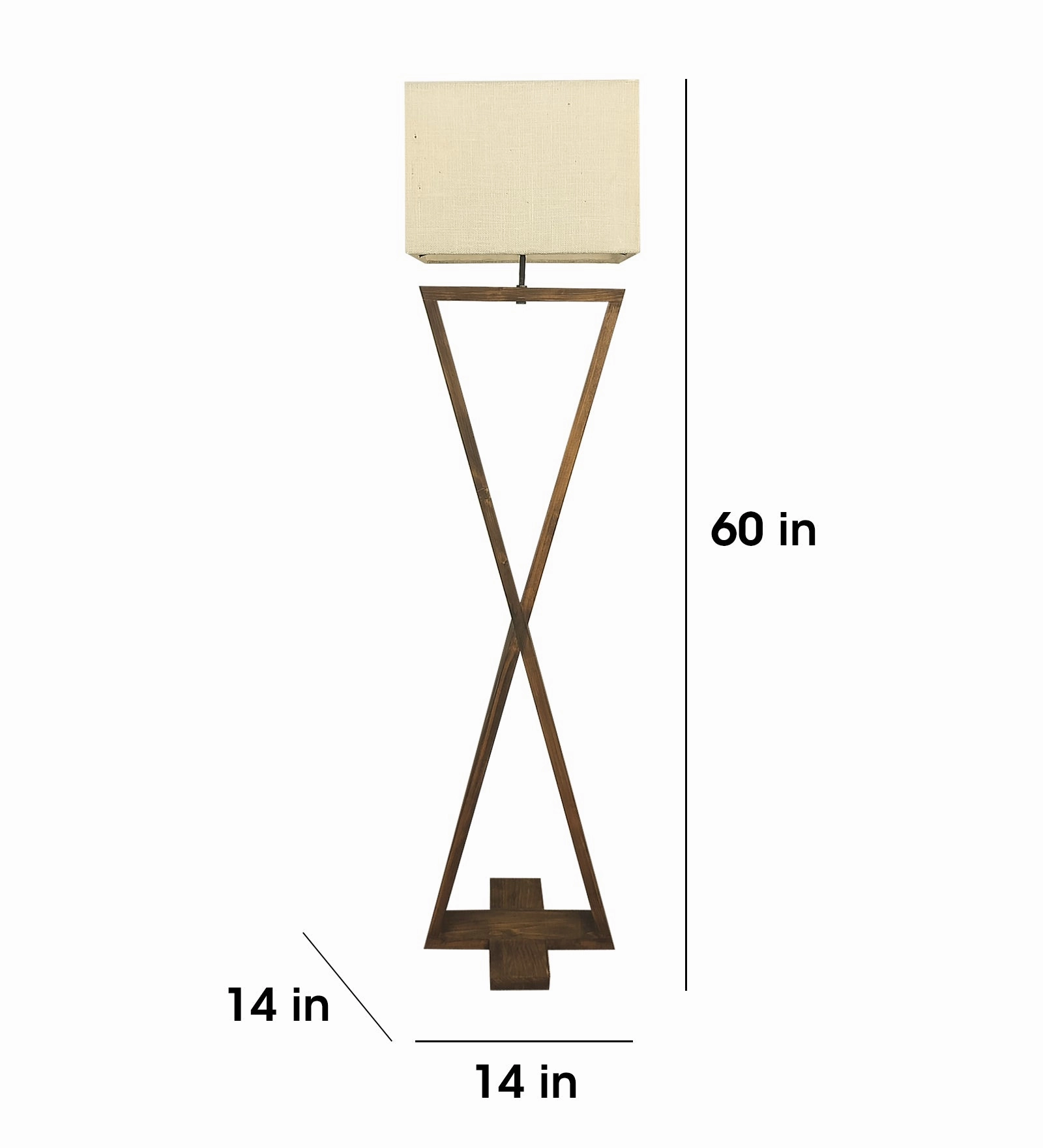 Infinity Wooden Floor Lamp with Premium Beige Fabric Lampshade (BULB NOT INCLUDED)
