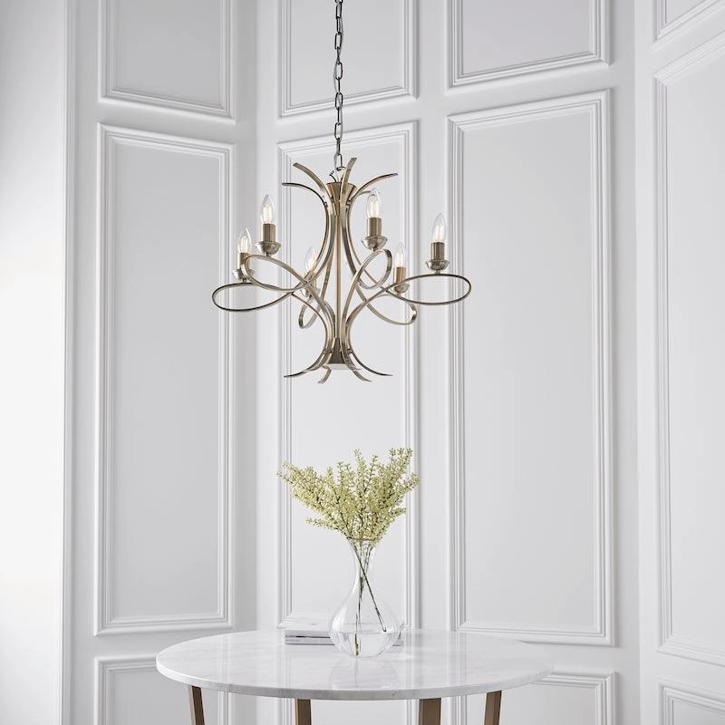 Interiors 1900 Penn 6 Light Brushed Brass Finish Chandelier