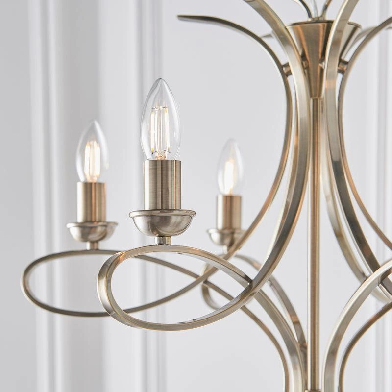 Interiors 1900 Penn 6 Light Brushed Brass Finish Chandelier