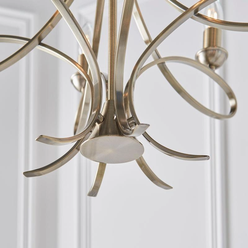 Interiors 1900 Penn 6 Light Brushed Brass Finish Chandelier