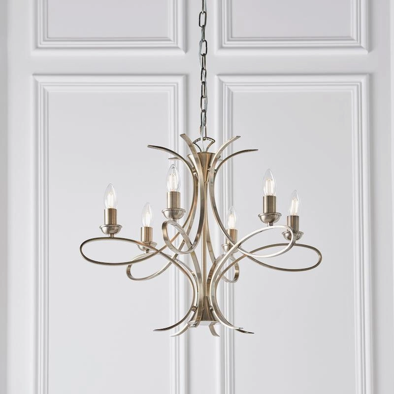 Interiors 1900 Penn 6 Light Brushed Brass Finish Chandelier simple ceiling design light