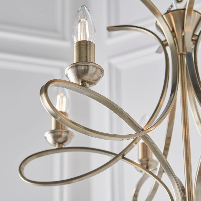 Interiors 1900 Penn 6 Light Brushed Brass Finish Chandelier