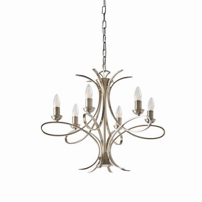 Interiors 1900 Penn 6 Light Brushed Brass Finish Chandelier