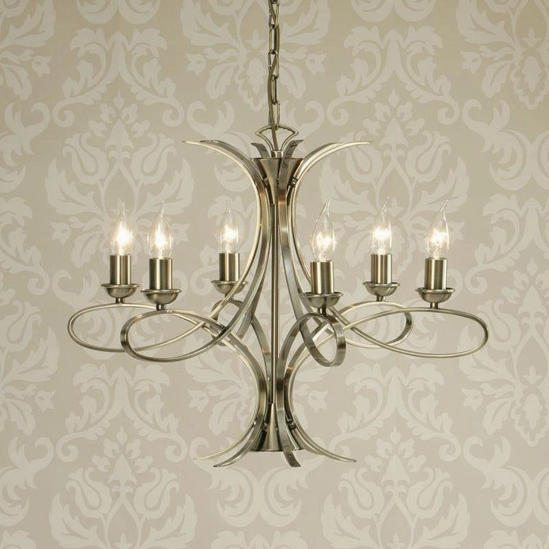 Interiors 1900 Penn 6 Light Brushed Brass Finish Chandelier
