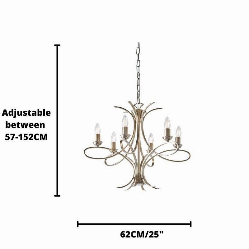 Interiors 1900 Penn 6 Light Brushed Brass Finish Chandelier