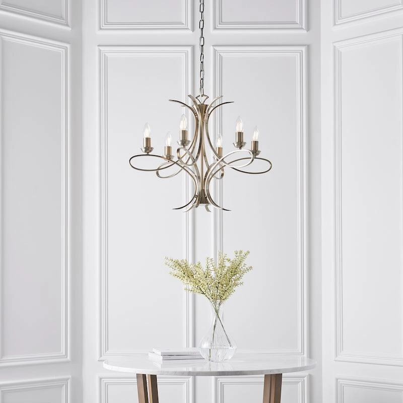 Interiors 1900 Penn 6 Light Brushed Brass Finish Chandelier