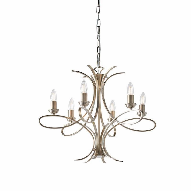 Interiors 1900 Penn 6 Light Brushed Brass Finish Chandelier