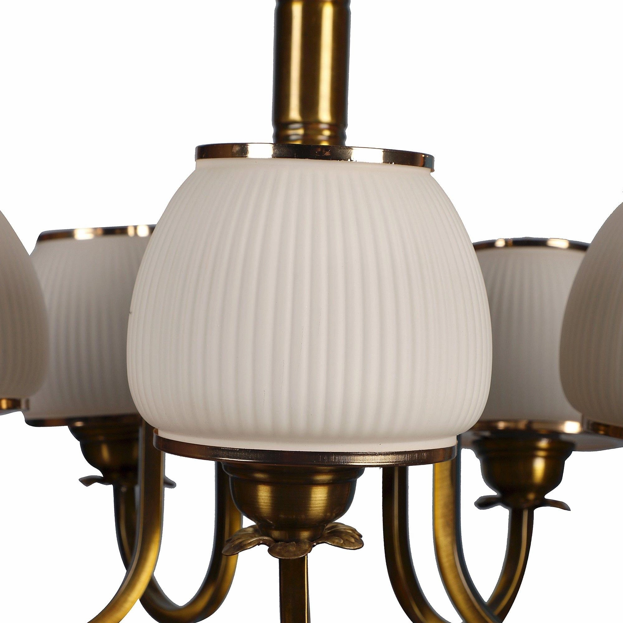Iron Glass Chandeliers Antique Gold Finish