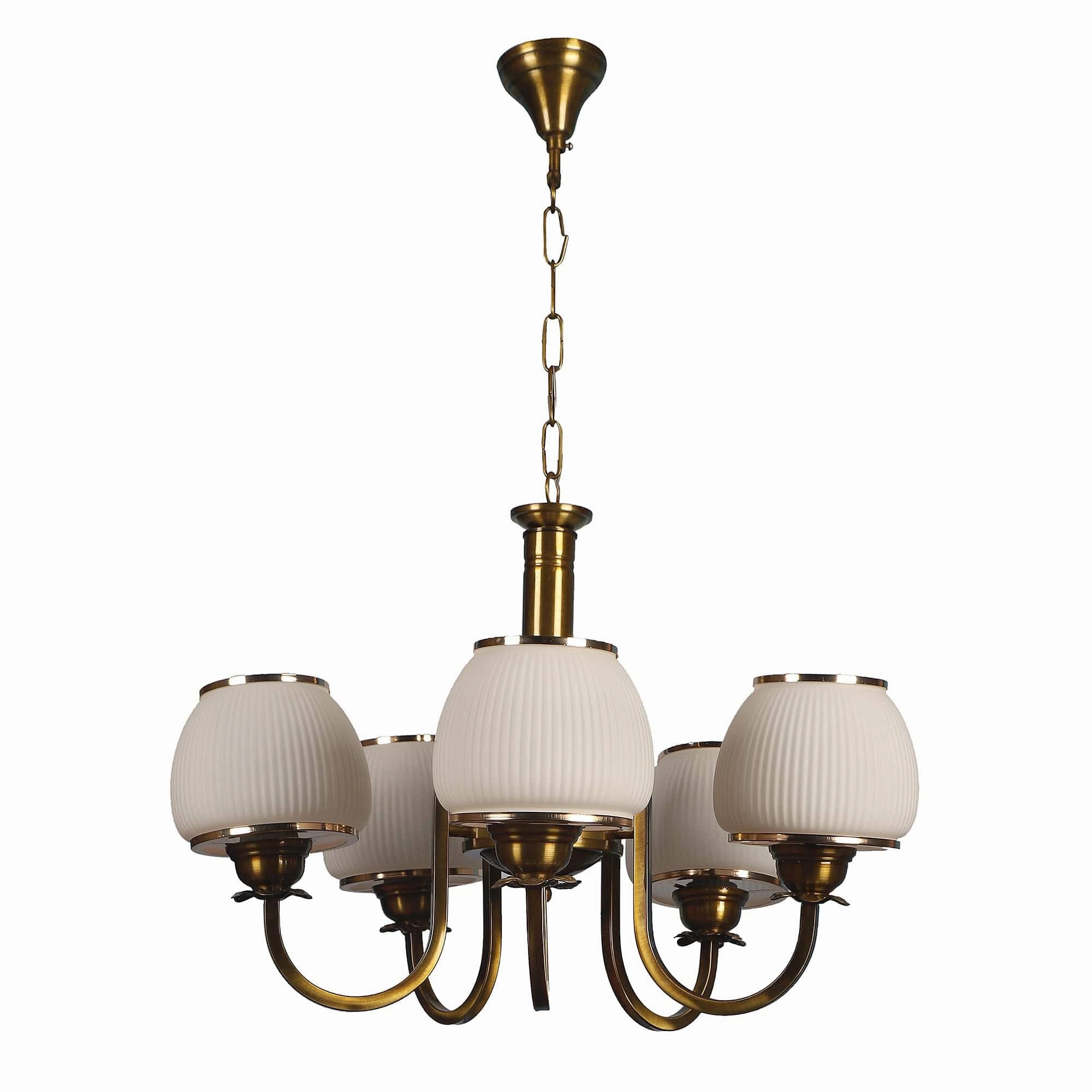 Iron Glass Chandeliers Antique Gold Finish
