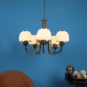 Iron Glass Chandeliers Antique Gold Finish contemporary ceiling fixture