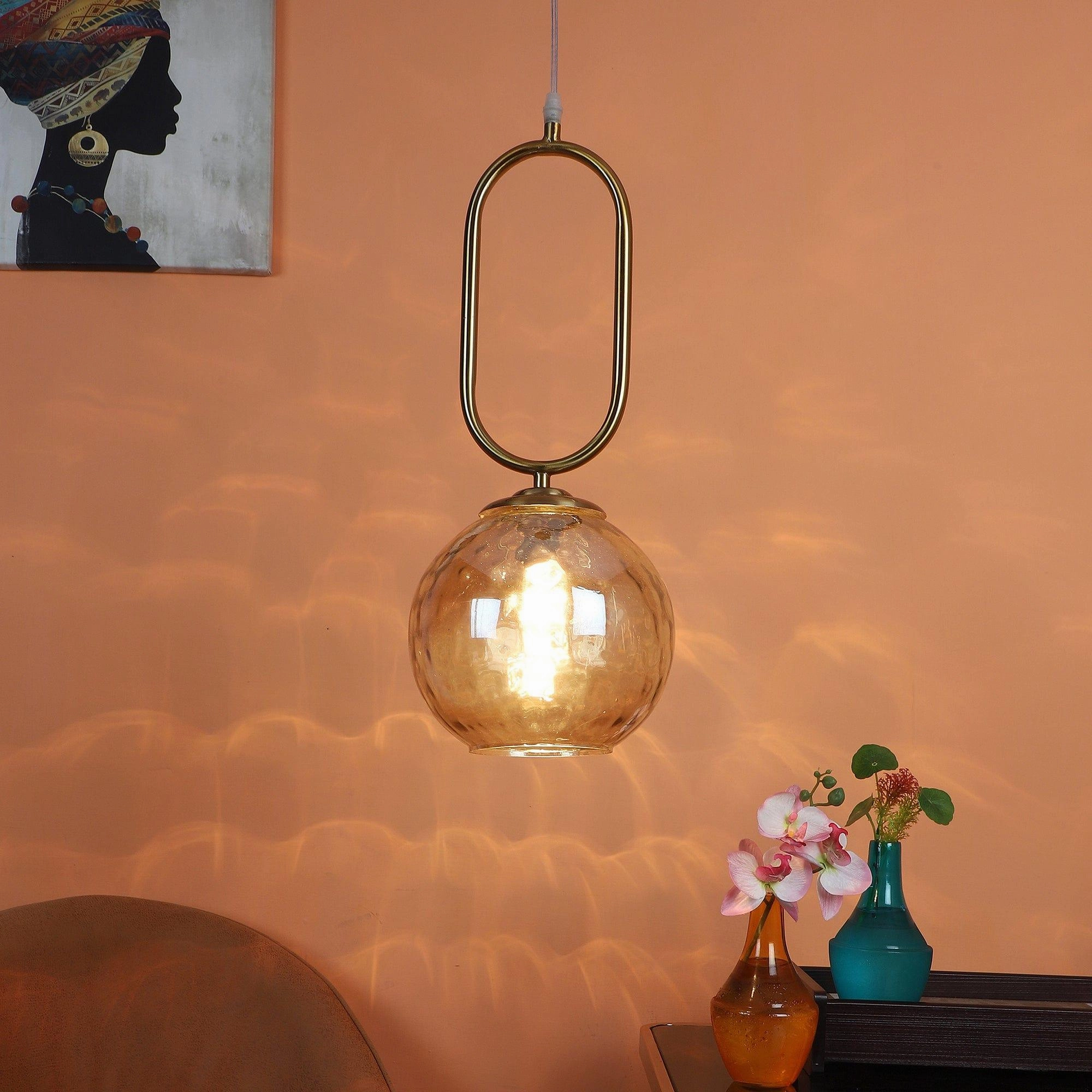 Iron Glass Hanging Lights Gold Finish contemporary ceiling fixture