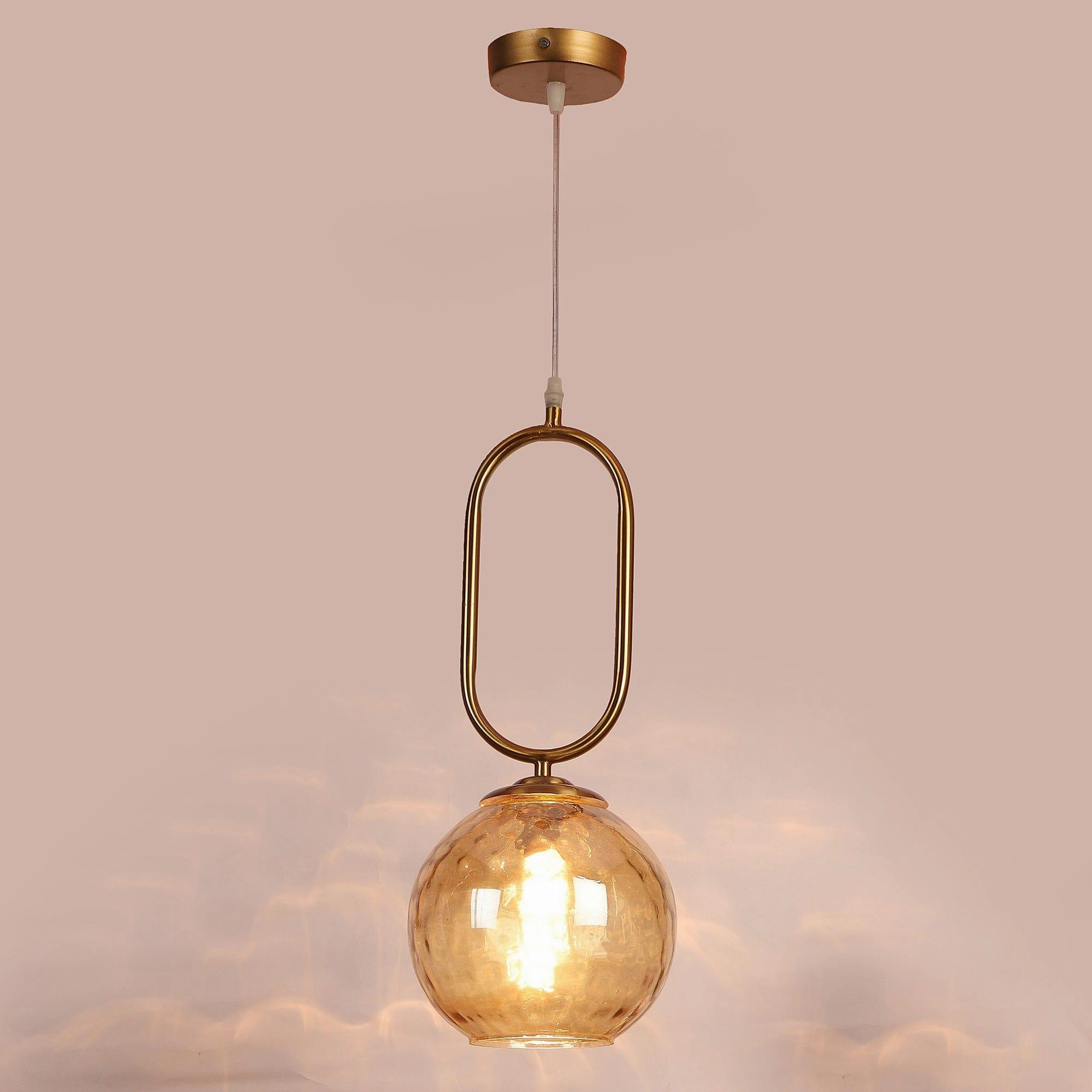 Iron Glass Hanging Lights Gold Finish