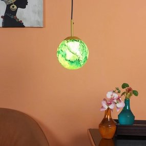 Iron Hanging Lights  Green and Gold Finish contemporary ceiling fixture
