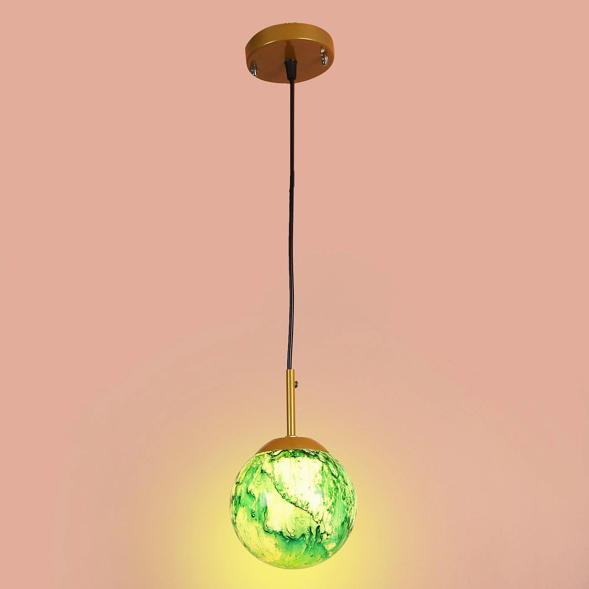 Iron Hanging Lights  Green and Gold Finish