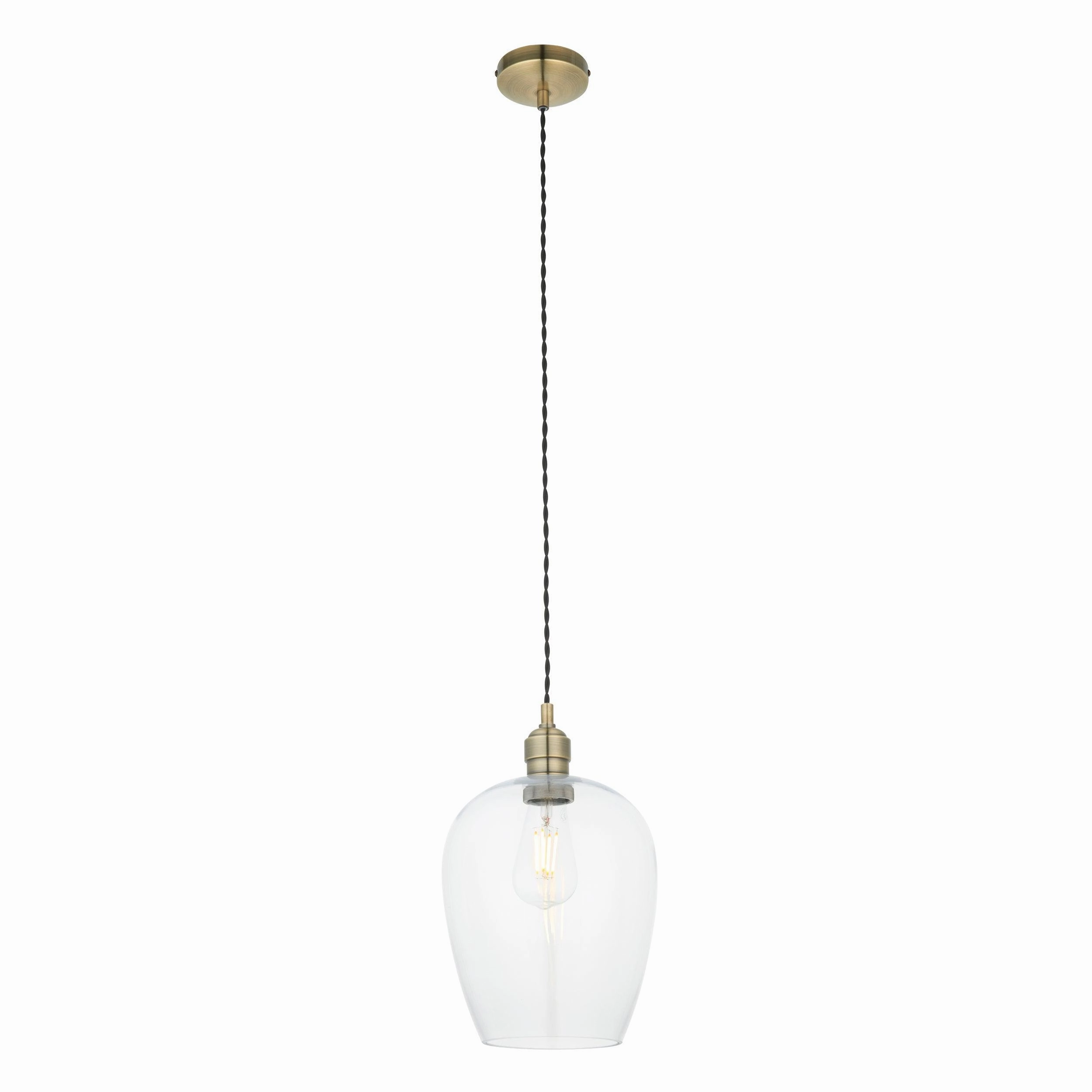 Island Brass & Glass Shade Art Deco Pendant Light
