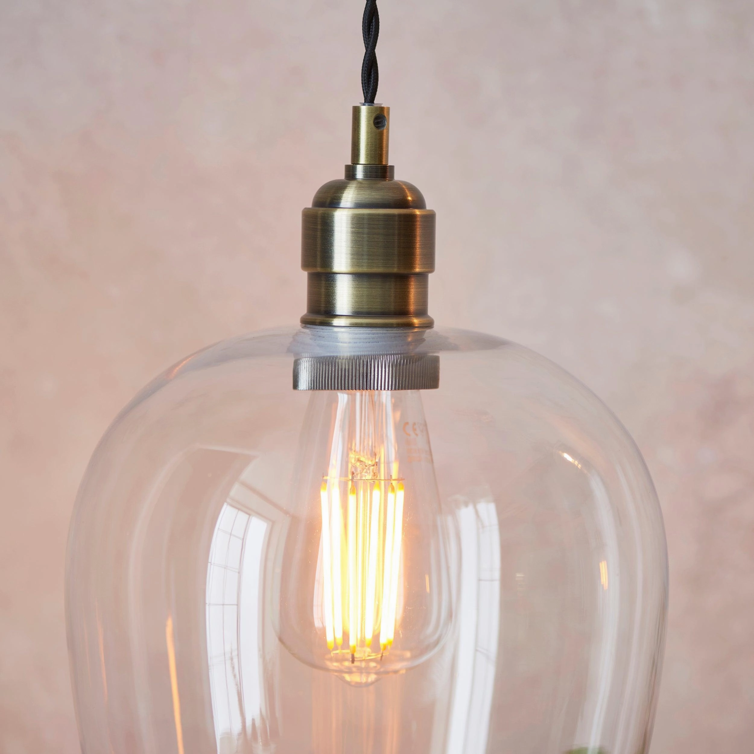 Island Brass & Glass Shade Art Deco Pendant Light
